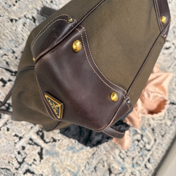 Prada Dark Brown Canvas and Leather Tote - Picture 7 of 7